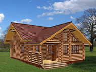 Одноэтажный деревянный дом из бревна