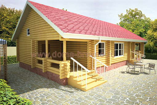 Одноэтажный деревянный бревенчатый дом